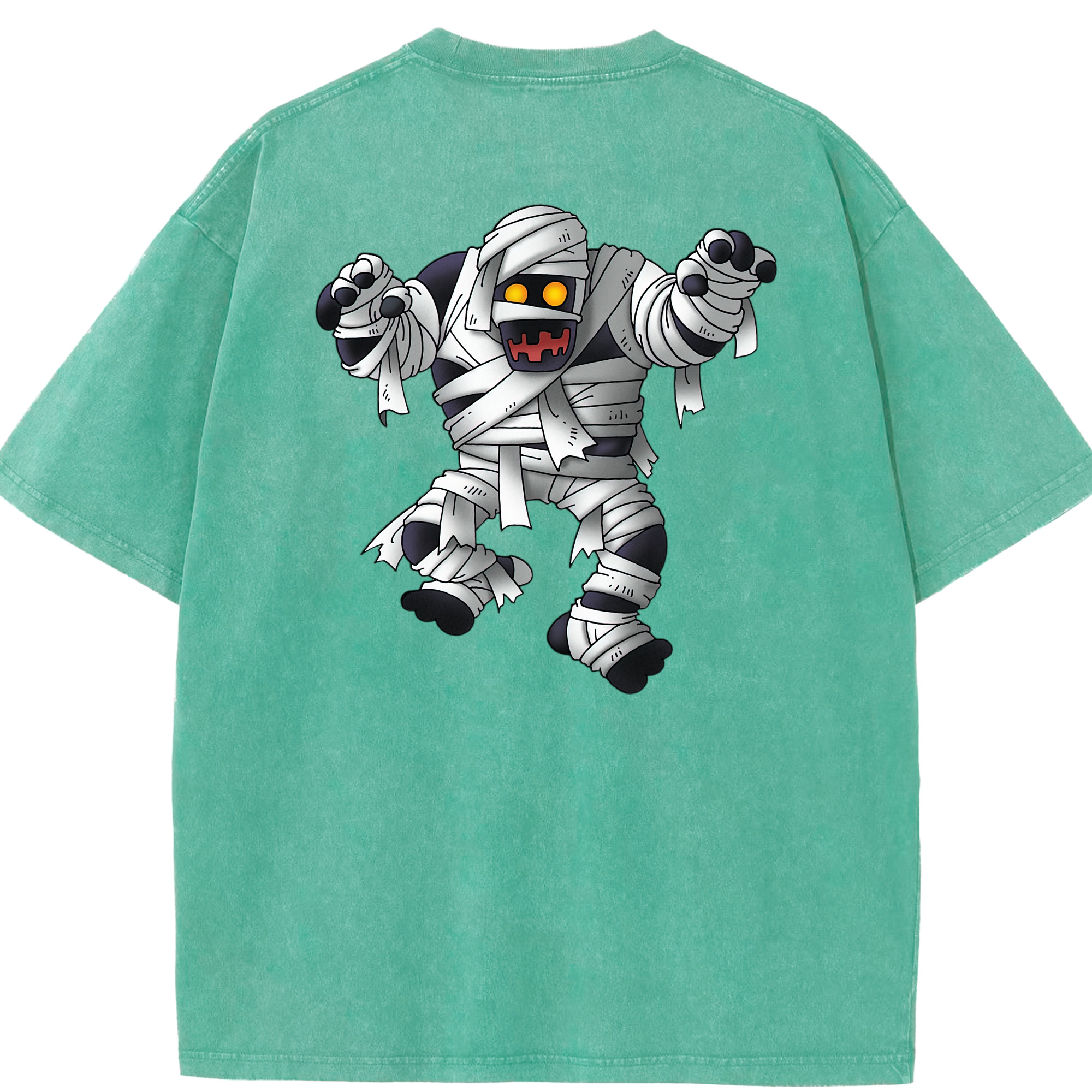 （画像用） ドラゴンクエスト Doragon Kuesuto Dragon Quest 綿100% ヴィンテージ風 半袖Tシャツ（背面プリント）